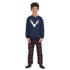 Boys Winter pajama set Dark Blue deer Hoodie + Dark Blue x Red Checkered Pants